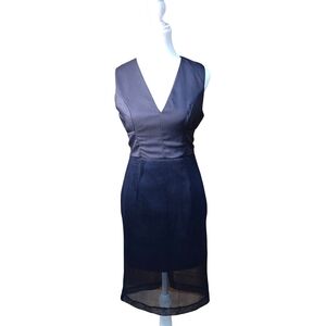 White Closet Navy Blue Midi Dress | Open Back | Sheer Hem | Chic